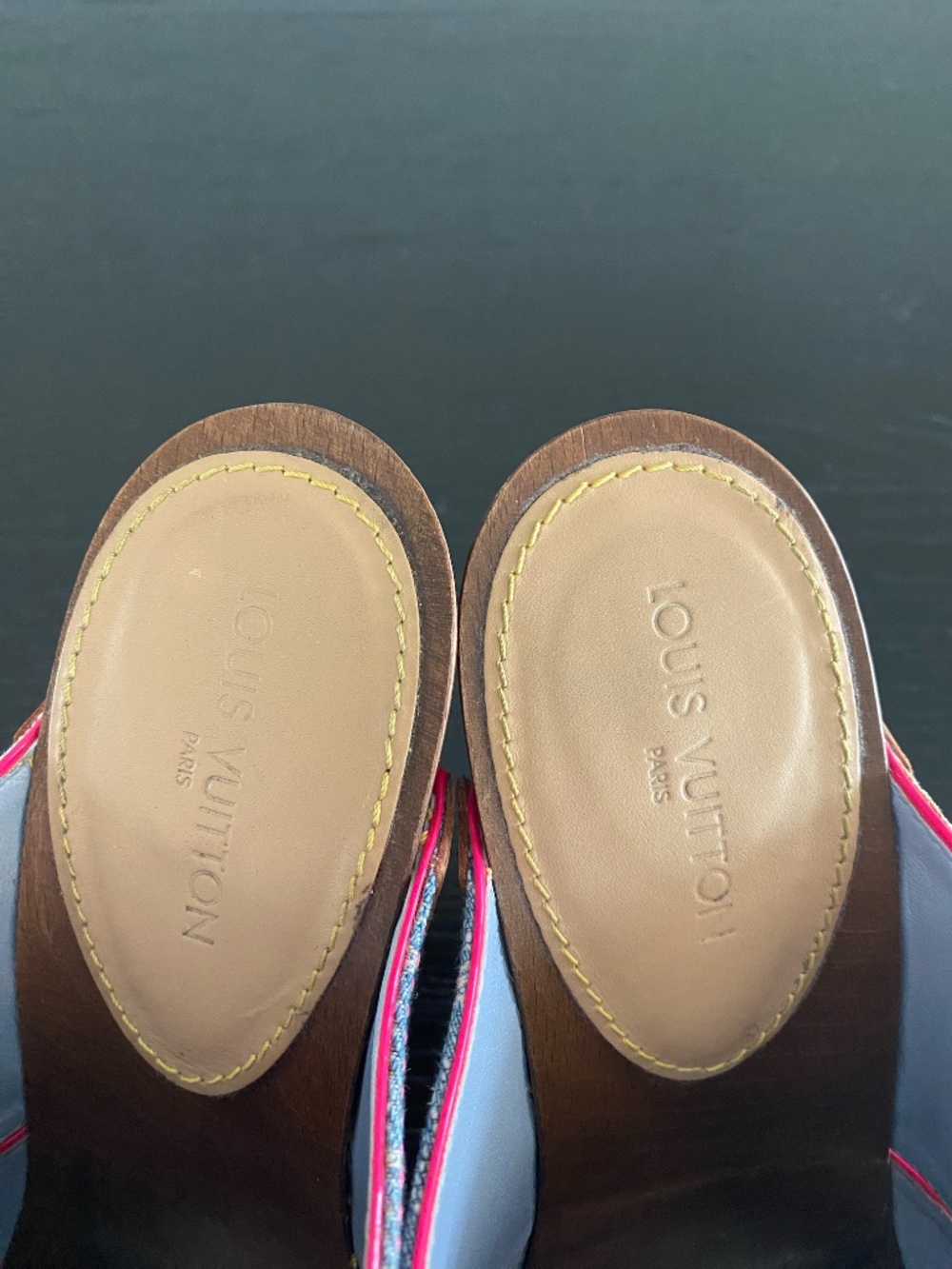 Louis Vuitton Rosa peep toe Denim Mule/Clogs - Picture 8 of 11